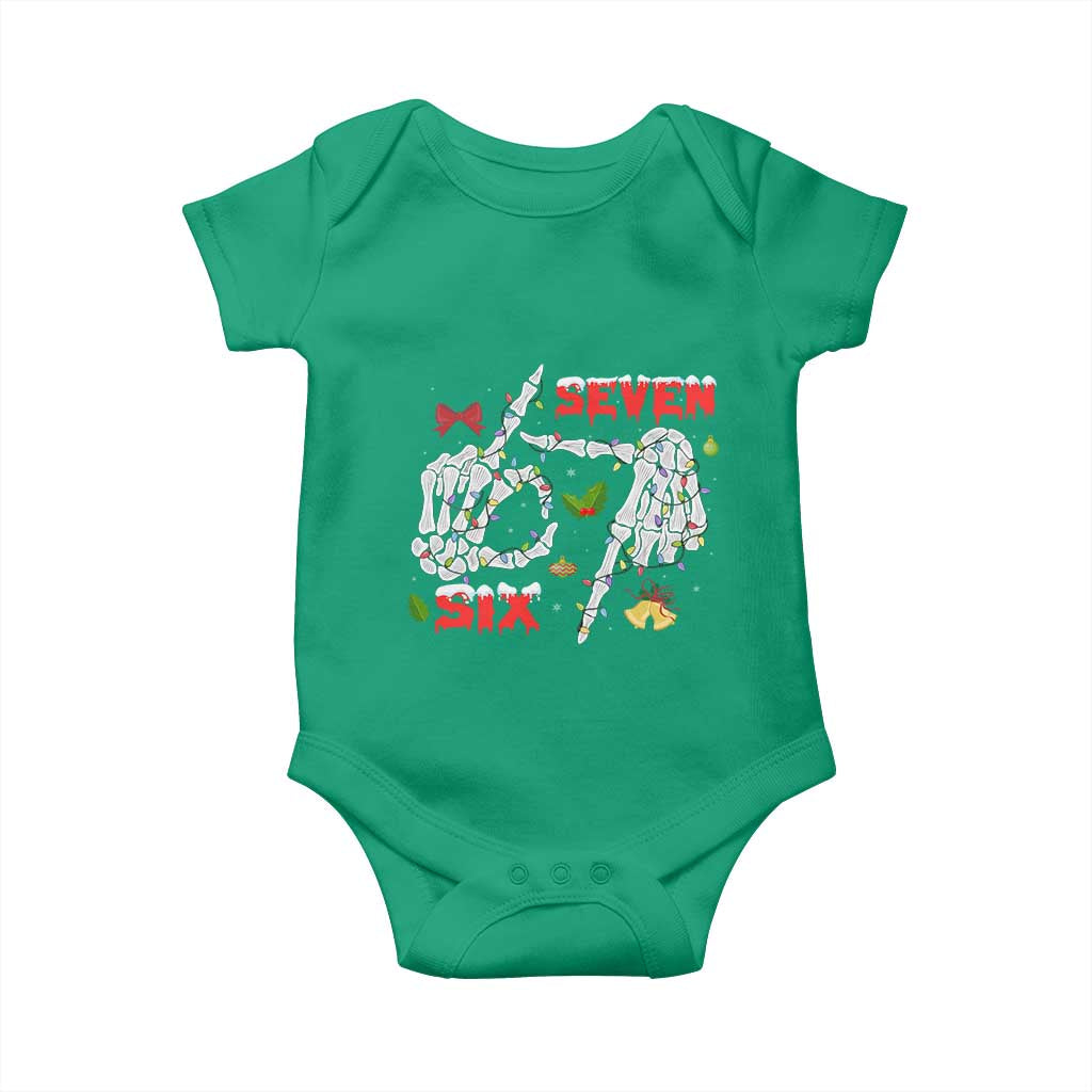 Six And Seven Meme Skeleton Baby Onesie Funny Trendy Christmas Party Gift - Wonder Print Shop