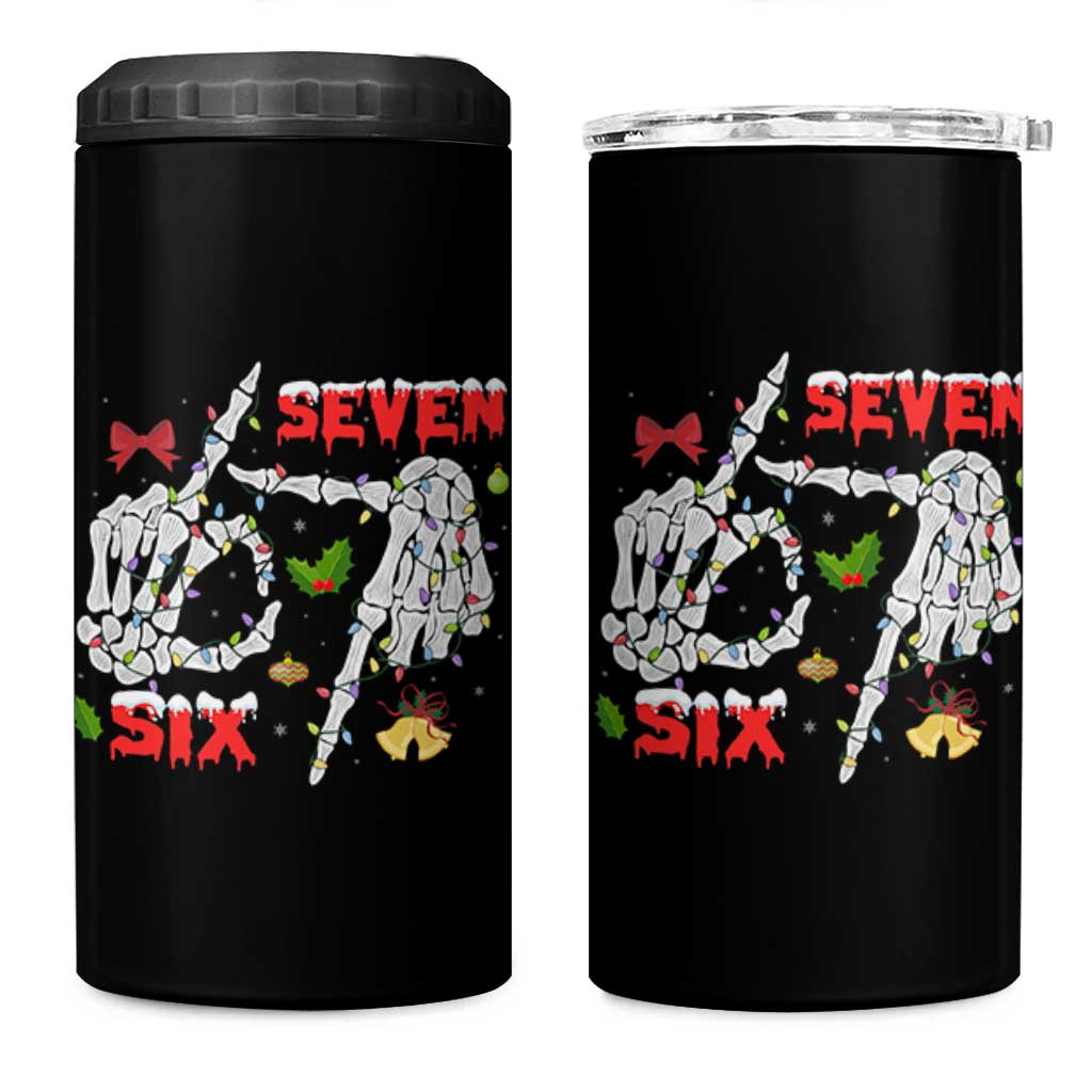 Six And Seven Meme Skeleton 4 in 1 Can Cooler Tumbler Funny Trendy Christmas Party Gift - Wonder Print Shop