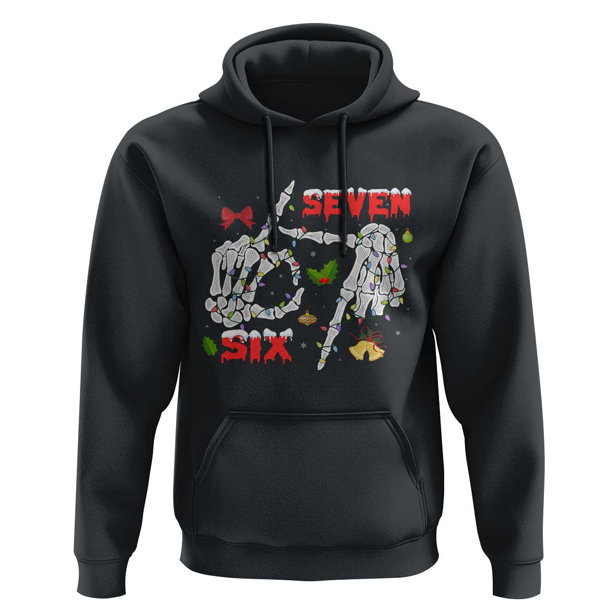 Six And Seven Meme Skeleton Hoodie Funny Trendy Christmas Party Gift - Wonder Print Shop