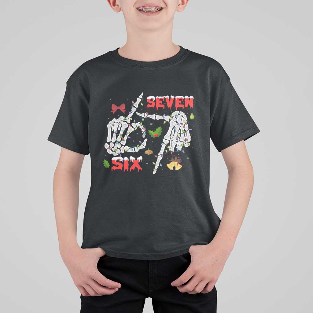 Six And Seven Meme Skeleton T Shirt For Kid Funny Trendy Christmas Party Gift - Wonder Print Shop