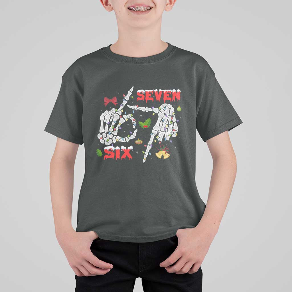 Six And Seven Meme Skeleton T Shirt For Kid Funny Trendy Christmas Party Gift - Wonder Print Shop