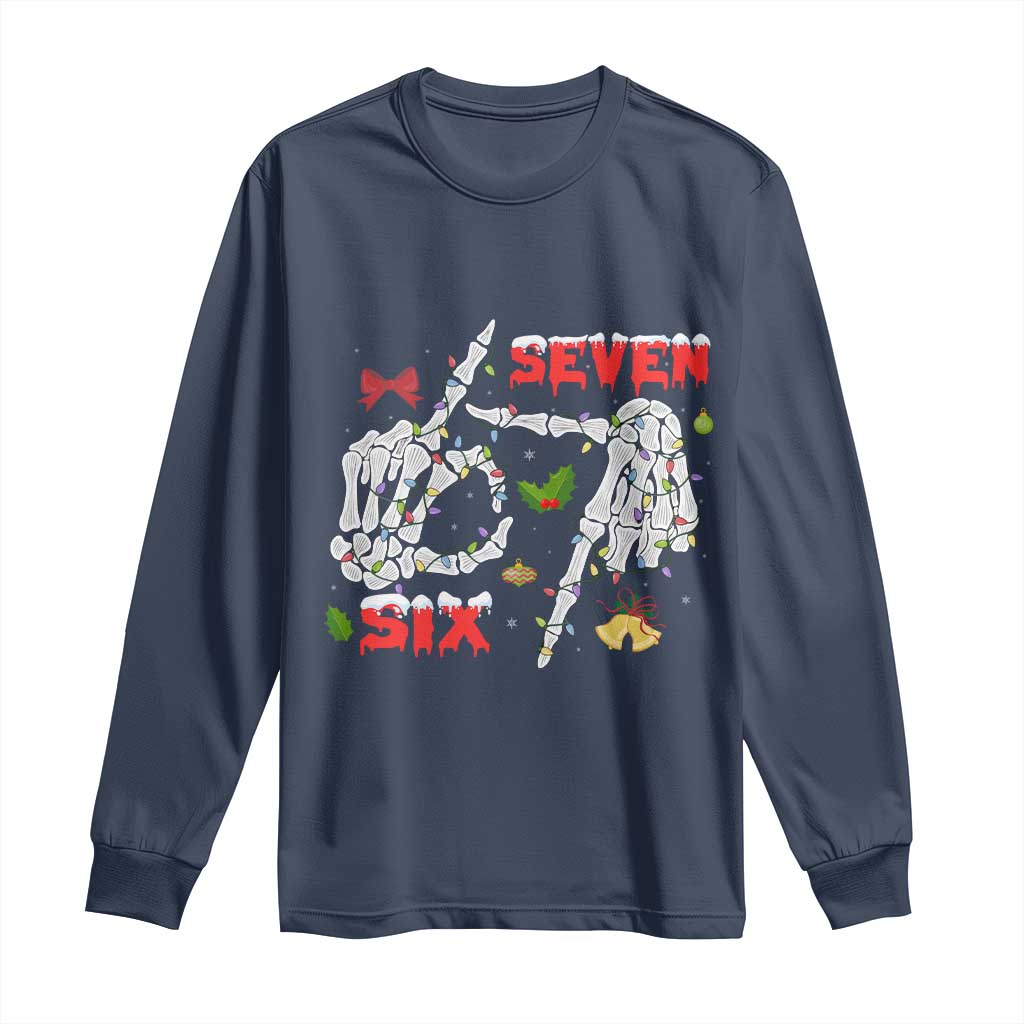 Six And Seven Meme Skeleton Long Sleeve Shirt Funny Trendy Christmas Party Gift - Wonder Print Shop