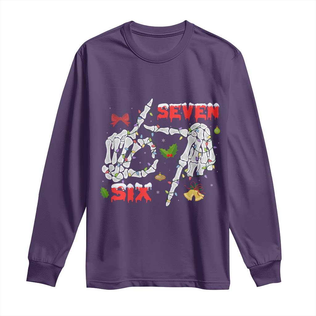 Six And Seven Meme Skeleton Long Sleeve Shirt Funny Trendy Christmas Party Gift - Wonder Print Shop