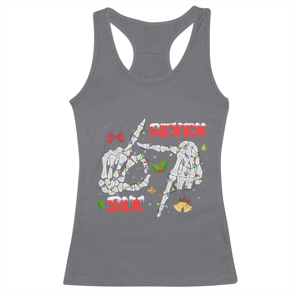 Six And Seven Meme Skeleton Racerback Tank Top Funny Trendy Christmas Party Gift - Wonder Print Shop