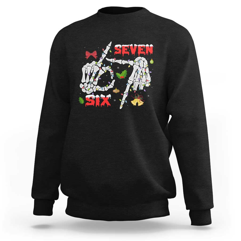 Six And Seven Meme Skeleton Sweatshirt Funny Trendy Christmas Party Gift - Wonder Print Shop