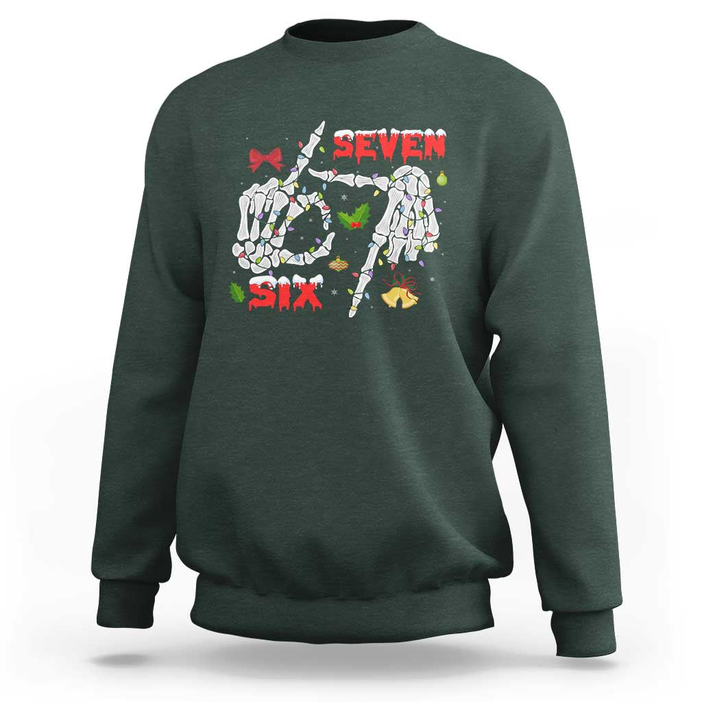 Six And Seven Meme Skeleton Sweatshirt Funny Trendy Christmas Party Gift - Wonder Print Shop