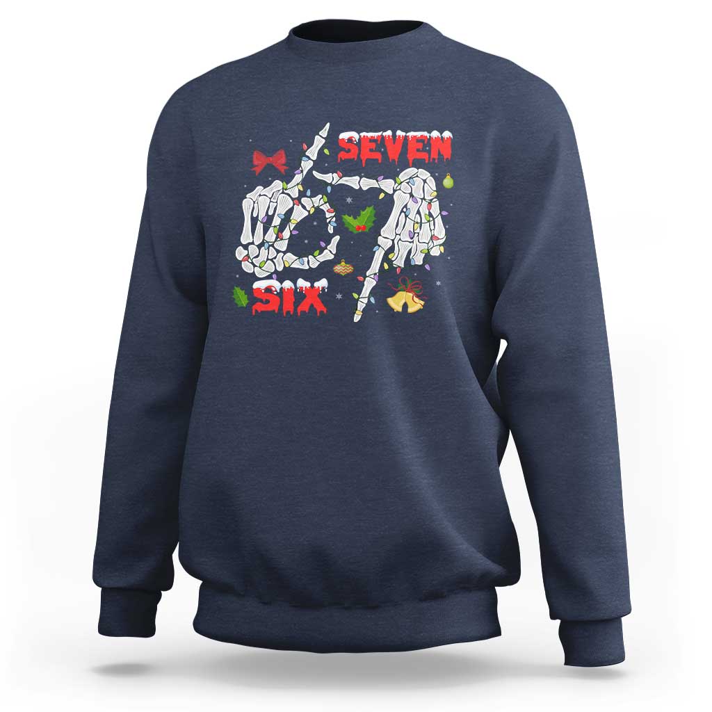 Six And Seven Meme Skeleton Sweatshirt Funny Trendy Christmas Party Gift - Wonder Print Shop