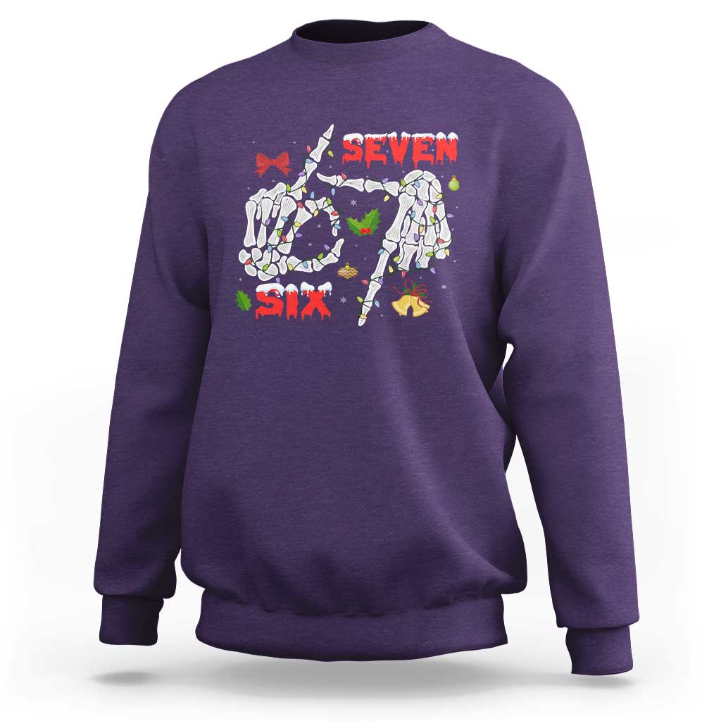 Six And Seven Meme Skeleton Sweatshirt Funny Trendy Christmas Party Gift - Wonder Print Shop