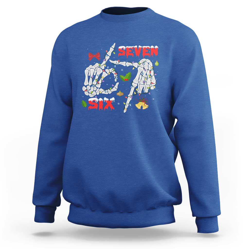 Six And Seven Meme Skeleton Sweatshirt Funny Trendy Christmas Party Gift - Wonder Print Shop
