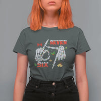 Six And Seven Meme Skeleton T Shirt For Women Funny Trendy Christmas Party Gift - Wonder Print Shop