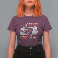 Six And Seven Meme Skeleton T Shirt For Women Funny Trendy Christmas Party Gift - Wonder Print Shop