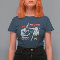 Six And Seven Meme Skeleton T Shirt For Women Funny Trendy Christmas Party Gift - Wonder Print Shop