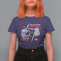 Six And Seven Meme Skeleton T Shirt For Women Funny Trendy Christmas Party Gift - Wonder Print Shop