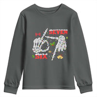 Six And Seven Meme Skeleton Youth Sweatshirt Funny Trendy Christmas Party Gift - Wonder Print Shop
