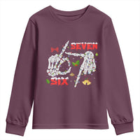 Six And Seven Meme Skeleton Youth Sweatshirt Funny Trendy Christmas Party Gift - Wonder Print Shop