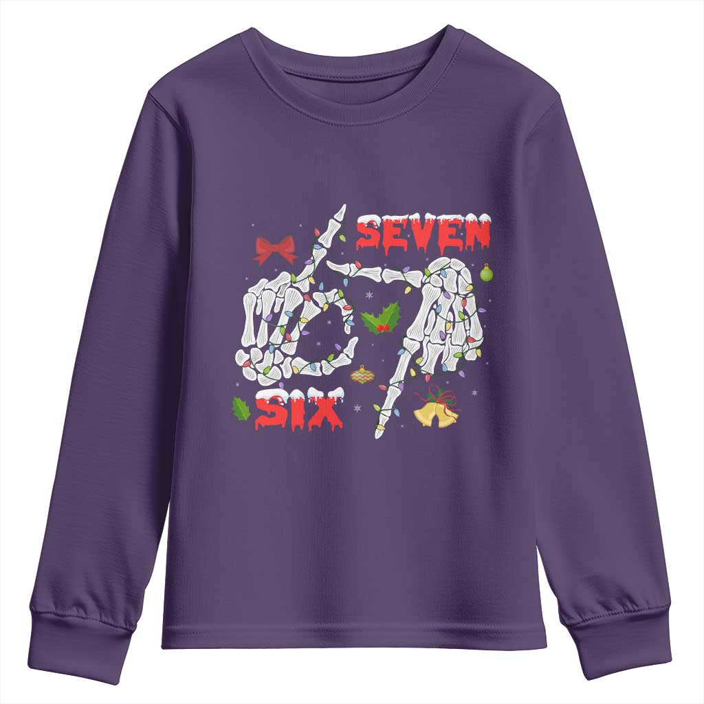 Six And Seven Meme Skeleton Youth Sweatshirt Funny Trendy Christmas Party Gift - Wonder Print Shop