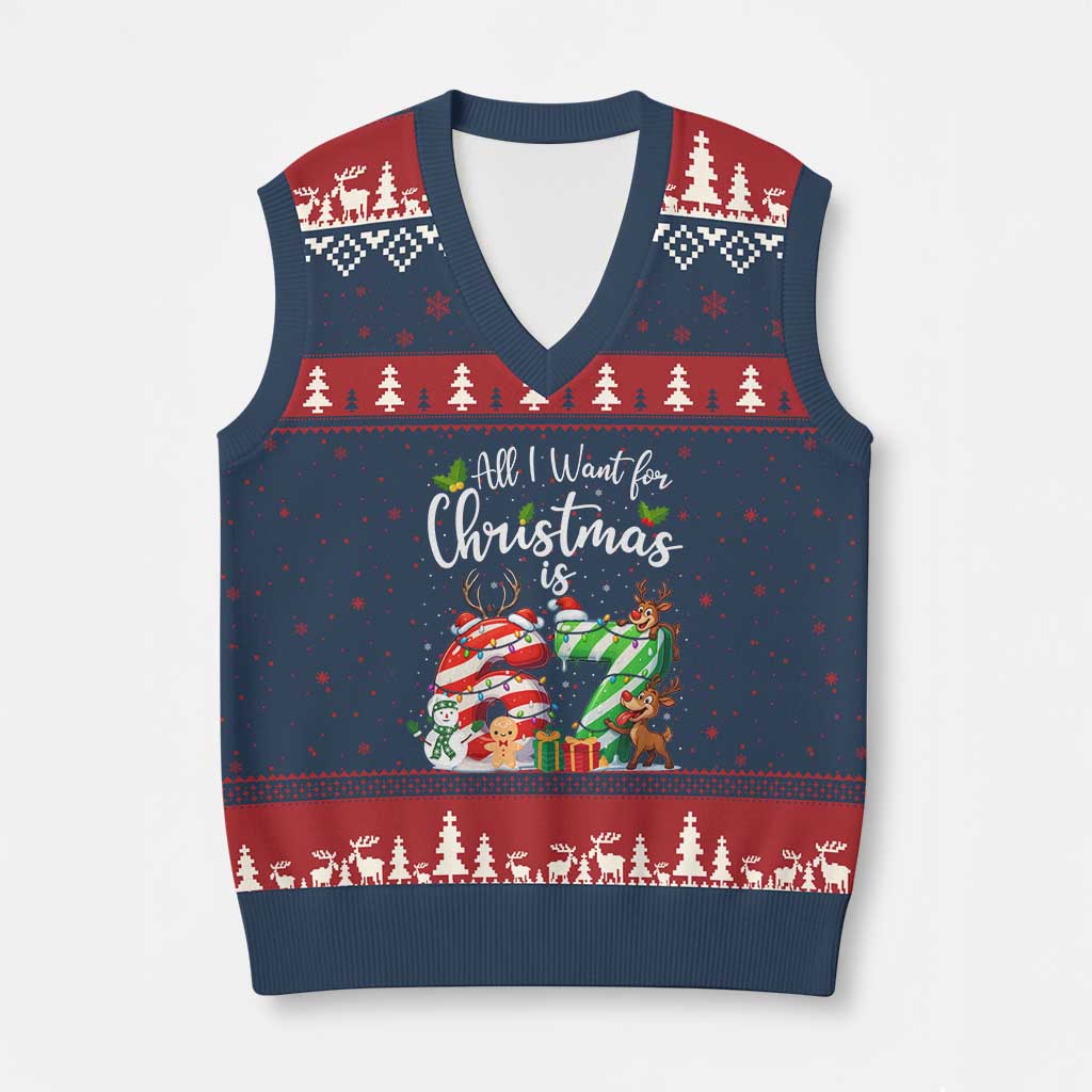 All I Want For Xmas Is 67 V-Neck Knit Sweater Vest Trending Meme Holiday Gift - Wonder Print Shop