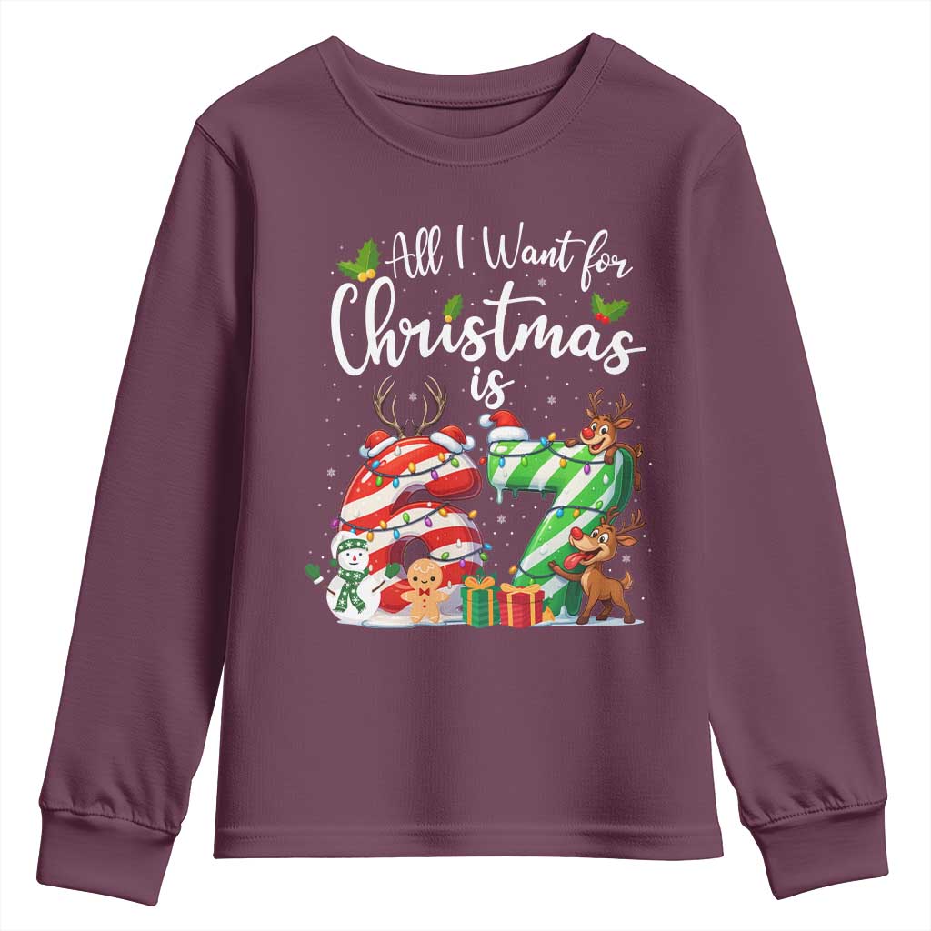 All I Want For Christmas Is 67 Youth Sweatshirt Trending Meme Holiday Gift - Wonder Print Shop