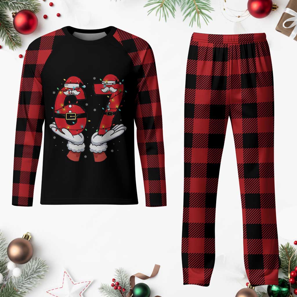 Funny 67 Meme Plaid Pajama Set Funny Xmas Party Holiday Gift - Wonder Print Shop