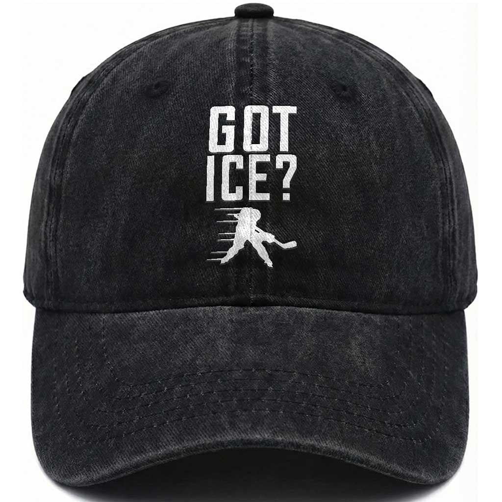 Got Ice Washed Cotton Baseball Cap Funny Youth Ice Hockey Gift