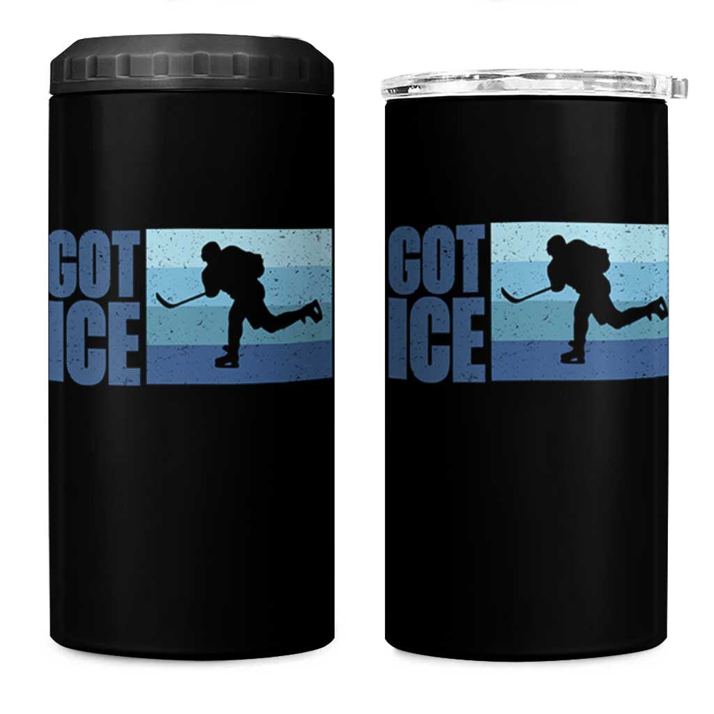 Got Ice 4 in 1 Can Cooler Tumbler Ocean Blue Retro Ice Hockey Sport Lover Gift - Wonder Print Shop