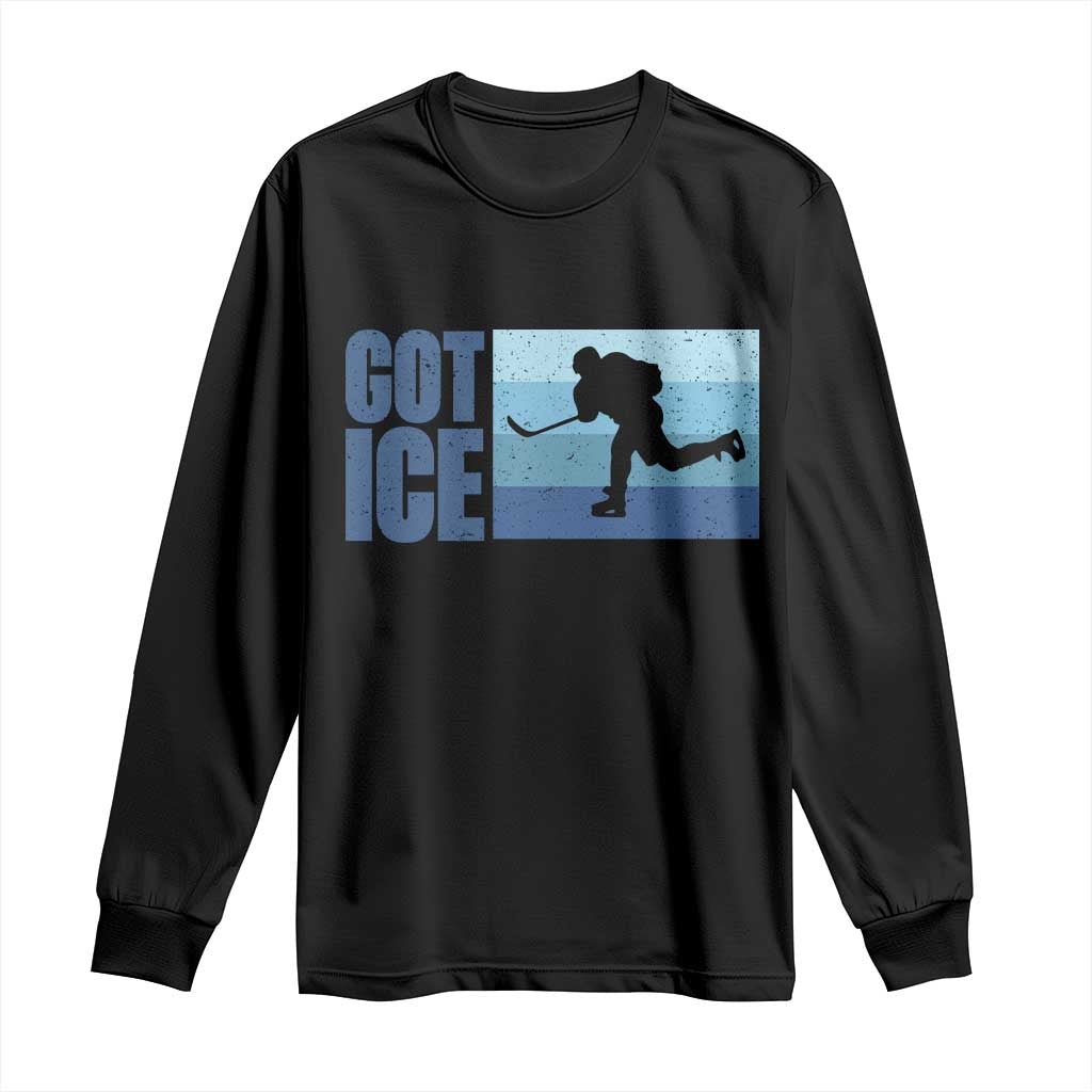 Got Ice Long Sleeve Shirt Ocean Blue Retro Ice Hockey Sport Lover Gift - Wonder Print Shop