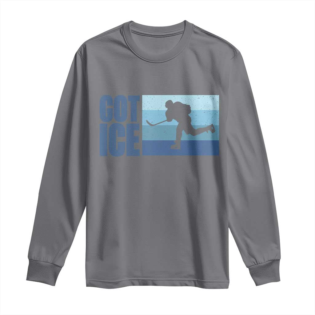Got Ice Long Sleeve Shirt Ocean Blue Retro Ice Hockey Sport Lover Gift - Wonder Print Shop