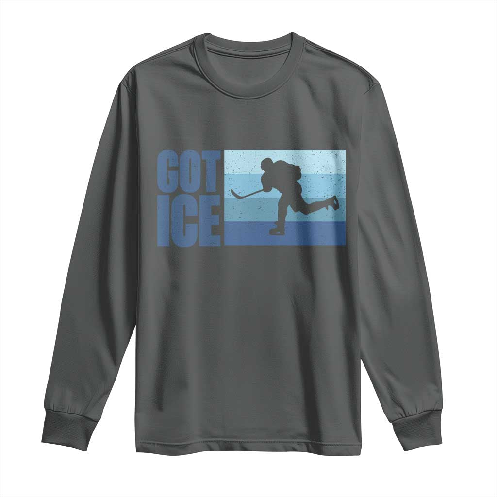Got Ice Long Sleeve Shirt Ocean Blue Retro Ice Hockey Sport Lover Gift - Wonder Print Shop