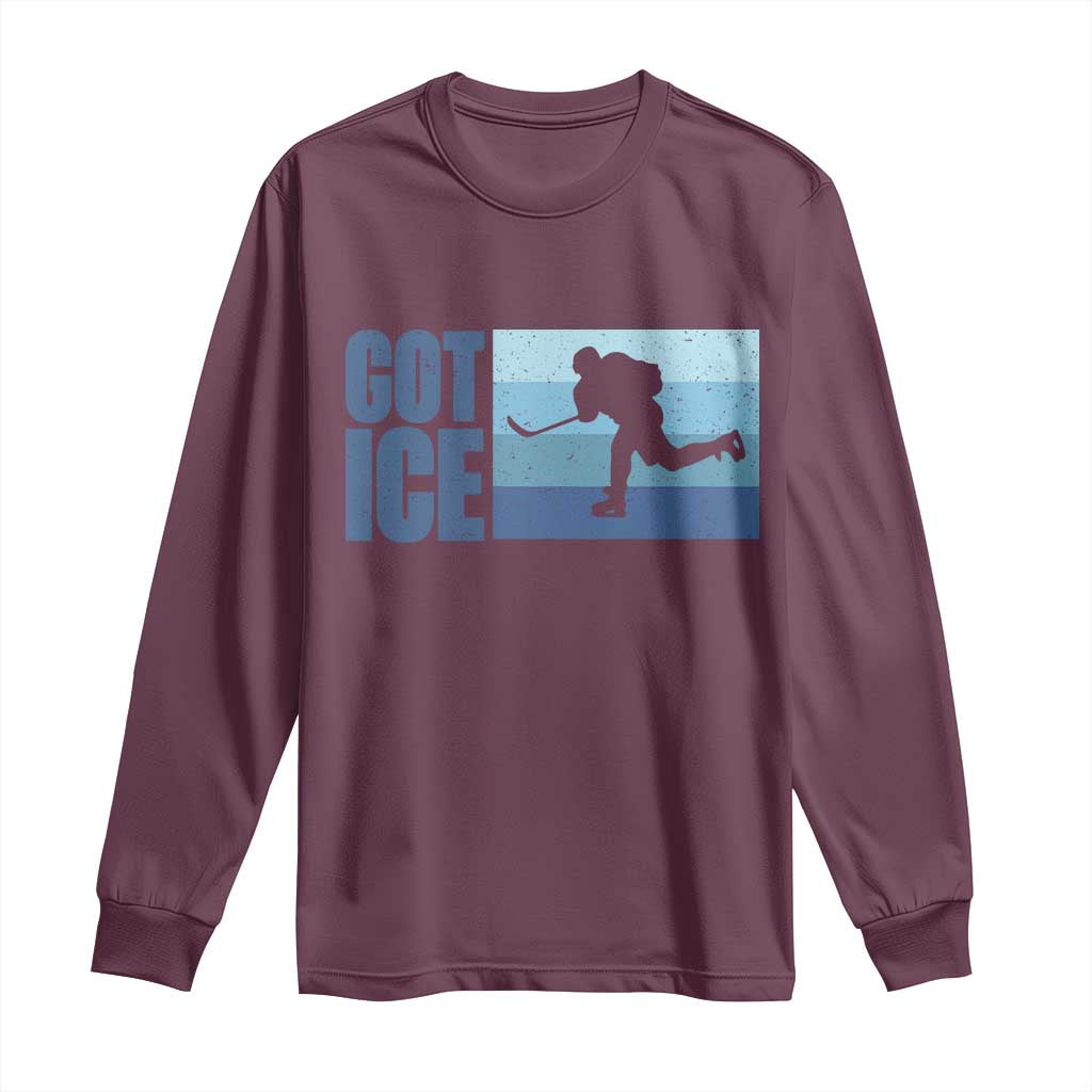 Got Ice Long Sleeve Shirt Ocean Blue Retro Ice Hockey Sport Lover Gift - Wonder Print Shop