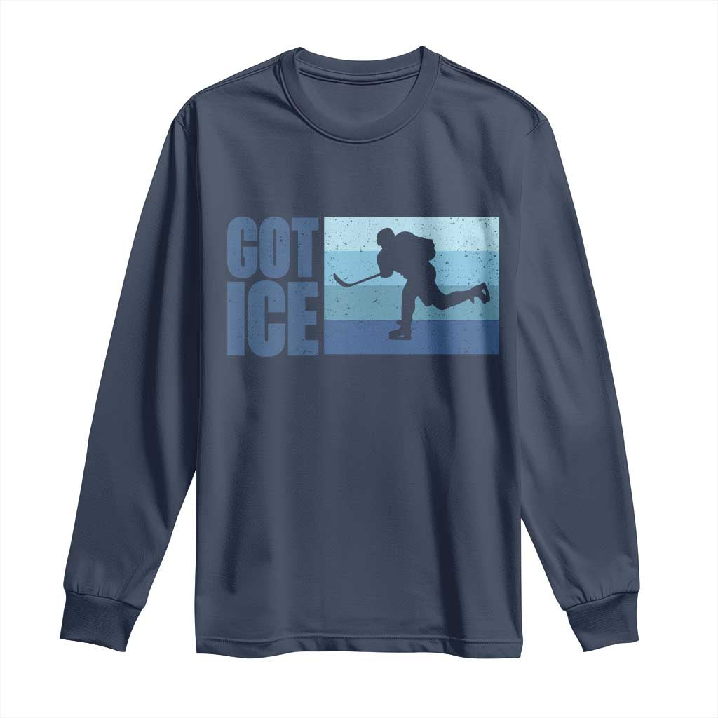 Got Ice Long Sleeve Shirt Ocean Blue Retro Ice Hockey Sport Lover Gift - Wonder Print Shop