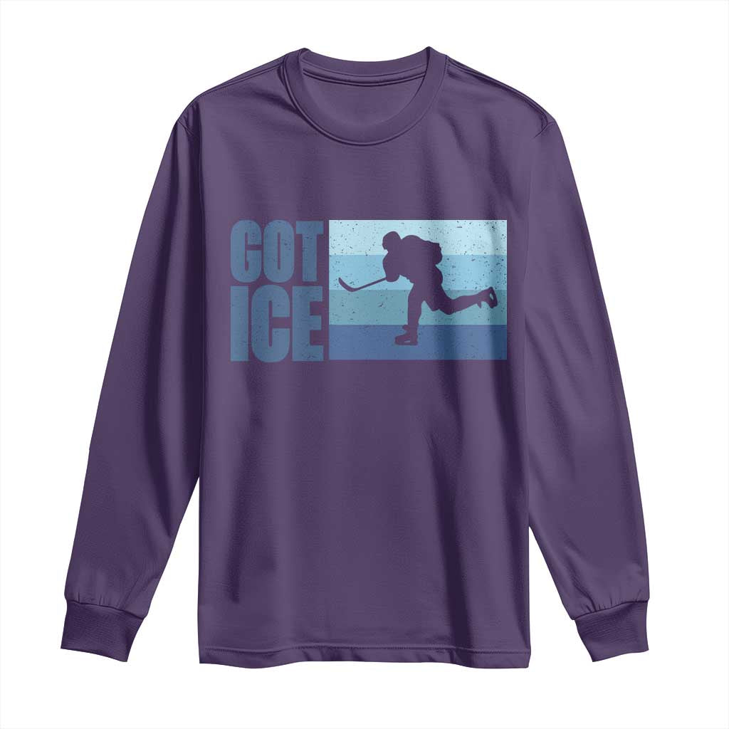 Got Ice Long Sleeve Shirt Ocean Blue Retro Ice Hockey Sport Lover Gift - Wonder Print Shop