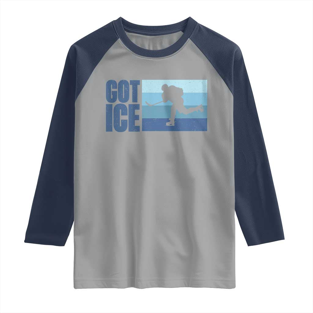 Got Ice Raglan Shirt Ocean Blue Retro Ice Hockey Sport Lover Gift - Wonder Print Shop
