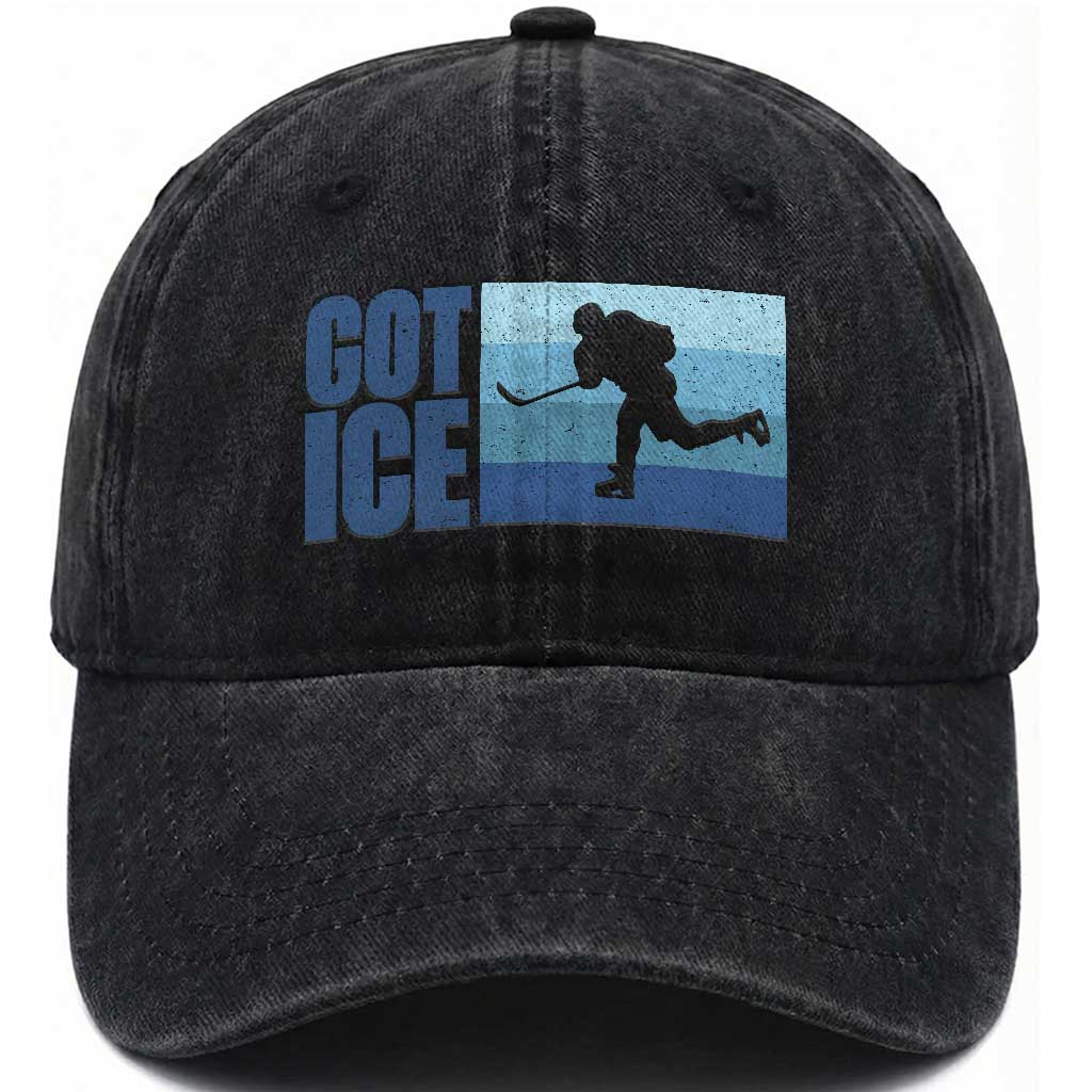 Got Ice Washed Cotton Baseball Cap Ocean Blue Retro Ice Hockey Sport Lover Gift