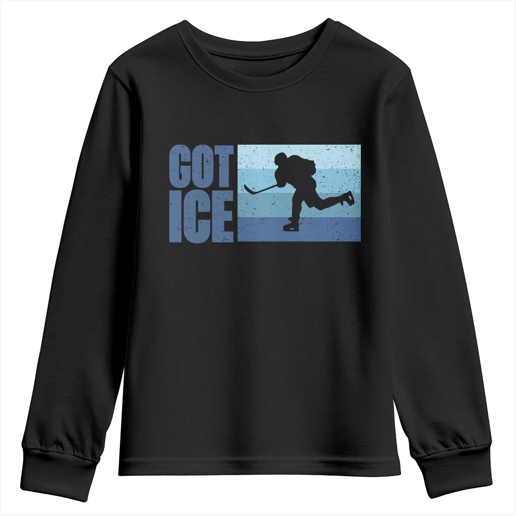 Got Ice Youth Sweatshirt Ocean Blue Retro Ice Hockey Sport Lover Gift - Wonder Print Shop