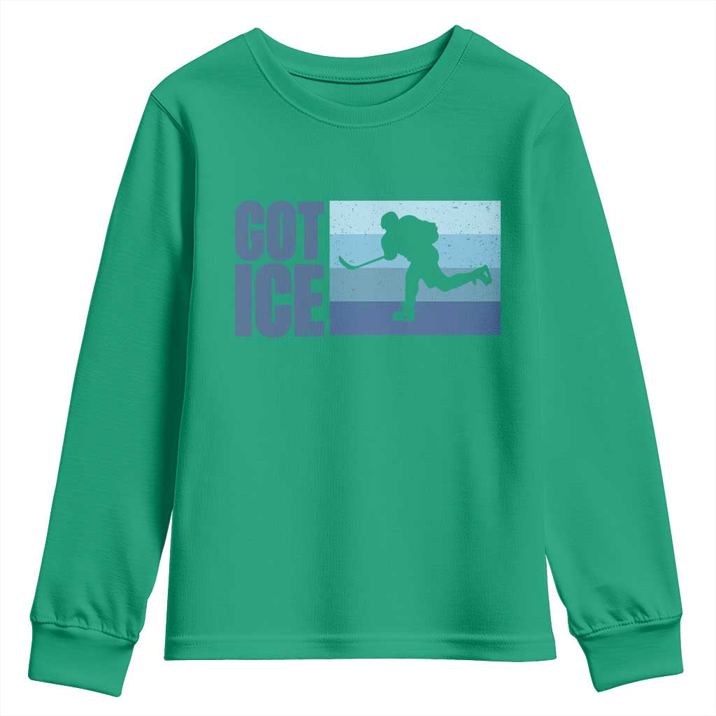 Got Ice Youth Sweatshirt Ocean Blue Retro Ice Hockey Sport Lover Gift - Wonder Print Shop