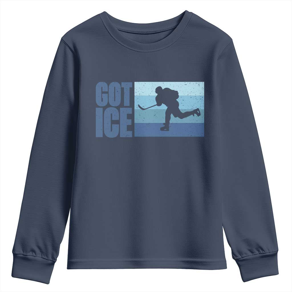 Got Ice Youth Sweatshirt Ocean Blue Retro Ice Hockey Sport Lover Gift - Wonder Print Shop