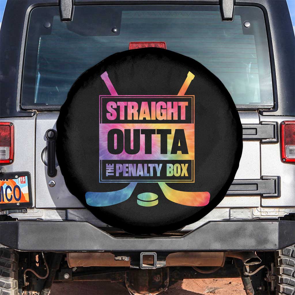 Straight Outta The Penalty Box Spare Tire Cover Tie Dye Effect Hockey Player Gift - Wonder Print Shop