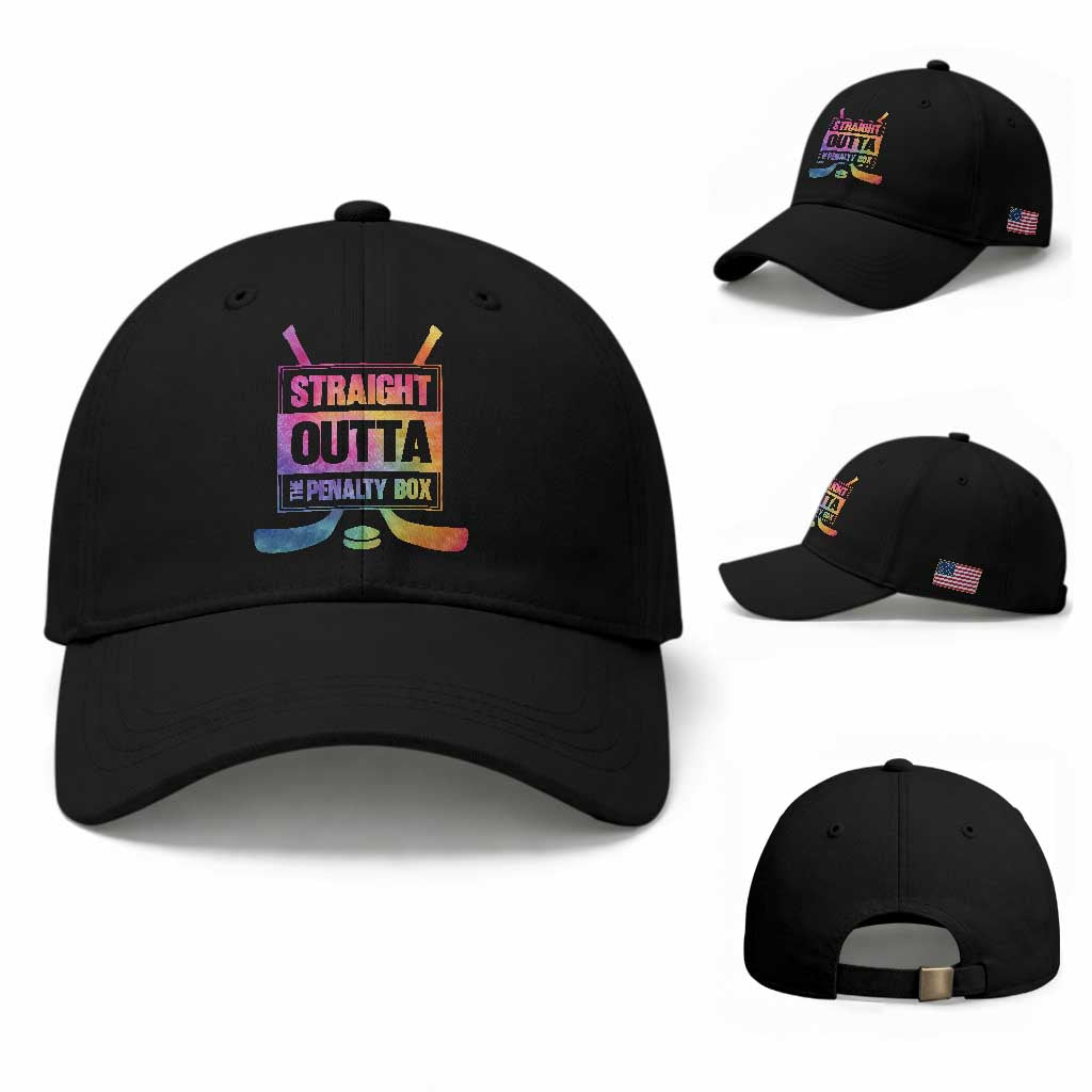 Straight Outta The Penalty Box Baseball Cap Tie Dye Effect Hockey Player Gift
