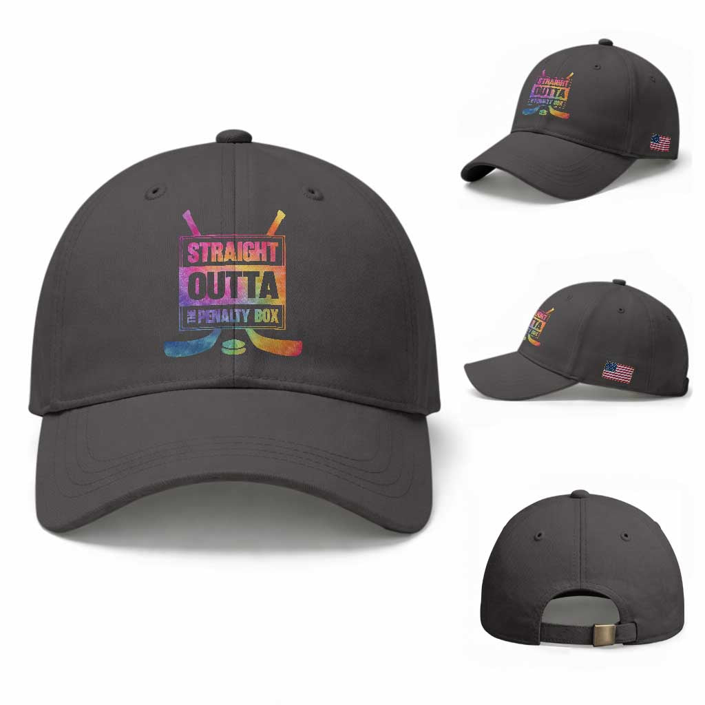 Straight Outta The Penalty Box Baseball Cap Tie Dye Effect Hockey Player Gift