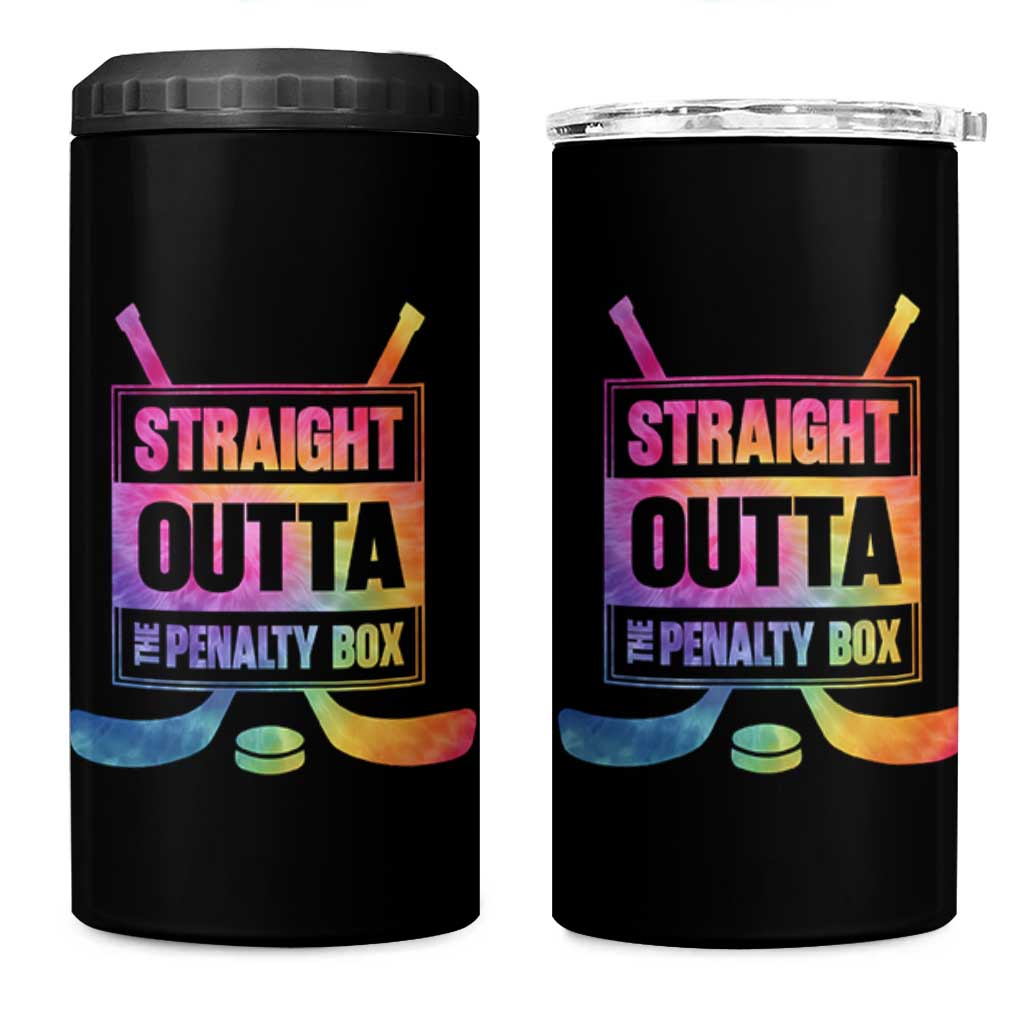Straight Outta The Penalty Box 4 in 1 Can Cooler Tumbler Tie Dye Effect Hockey Player Gift - Wonder Print Shop