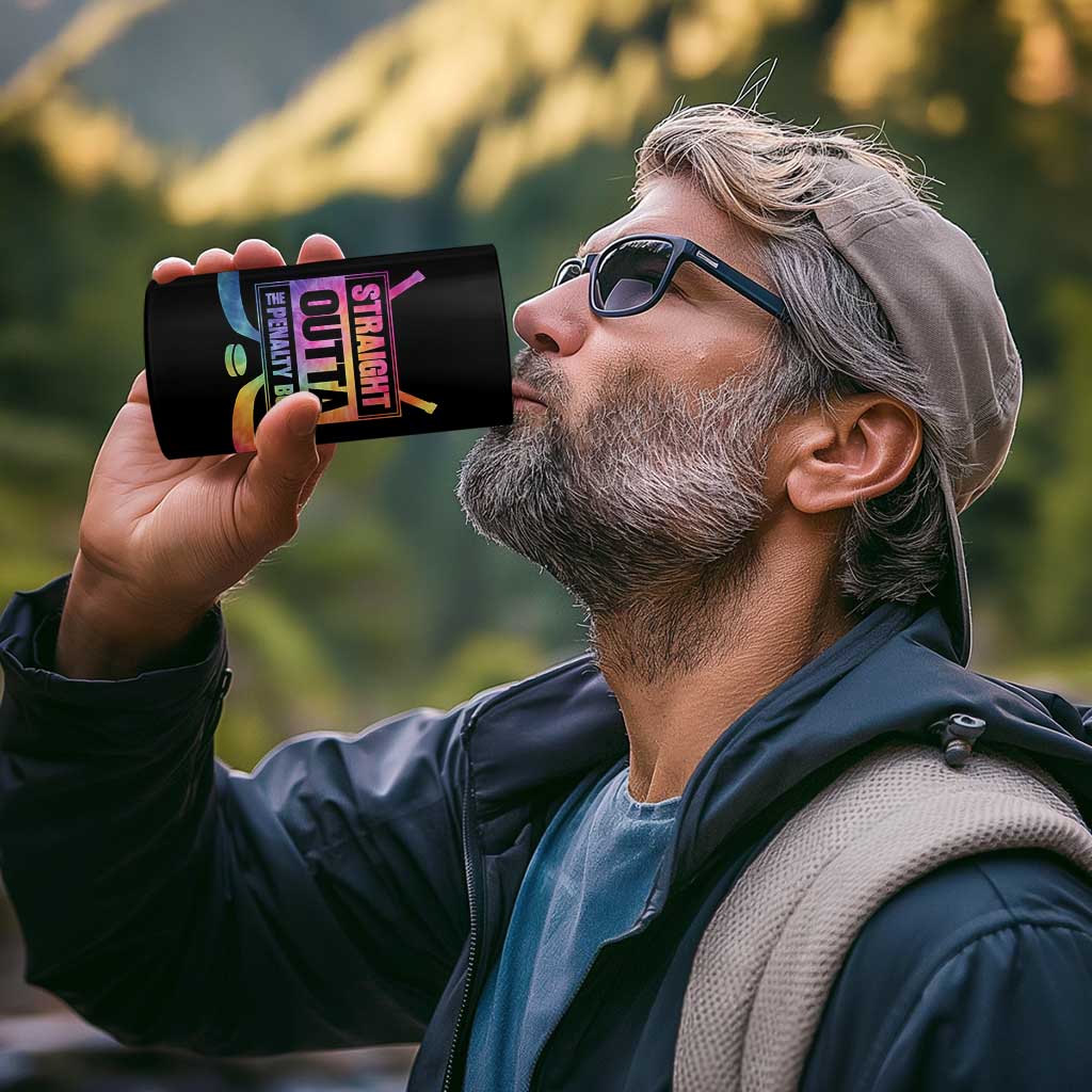 Straight Outta The Penalty Box 4 in 1 Can Cooler Tumbler Tie Dye Effect Hockey Player Gift - Wonder Print Shop