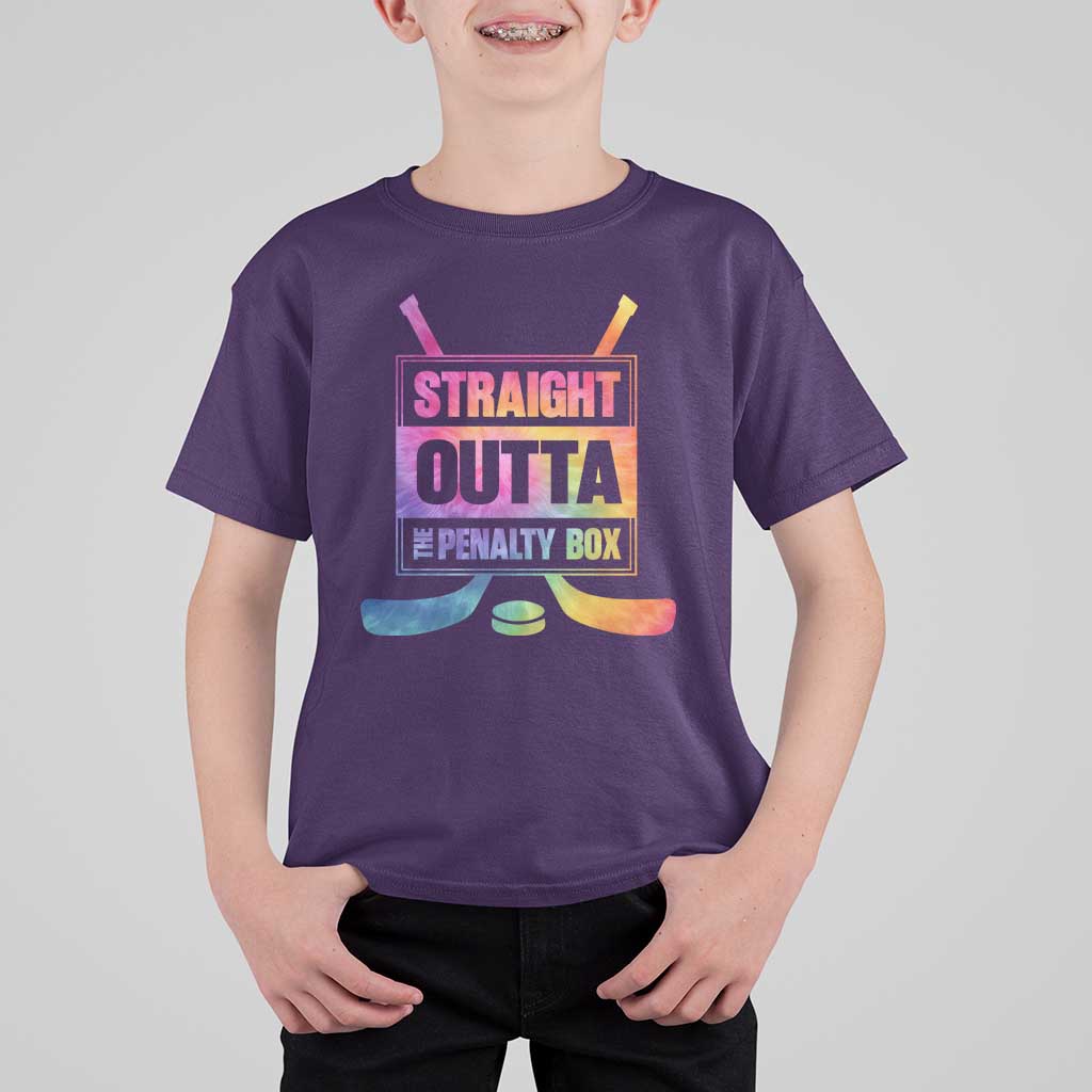 Straight Outta The Penalty Box T Shirt For Kid Tie Dye Effect Hockey Player Gift - Wonder Print Shop