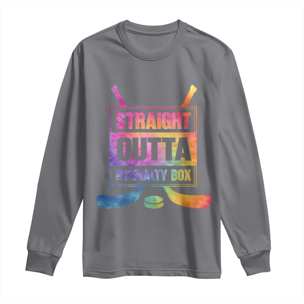 Straight Outta The Penalty Box Long Sleeve Shirt Tie Dye Effect Hockey Player Gift - Wonder Print Shop