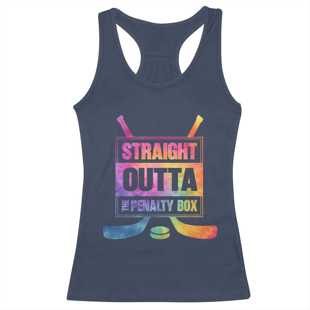Straight Outta The Penalty Box Racerback Tank Top Tie Dye Effect Hockey Player Gift - Wonder Print Shop