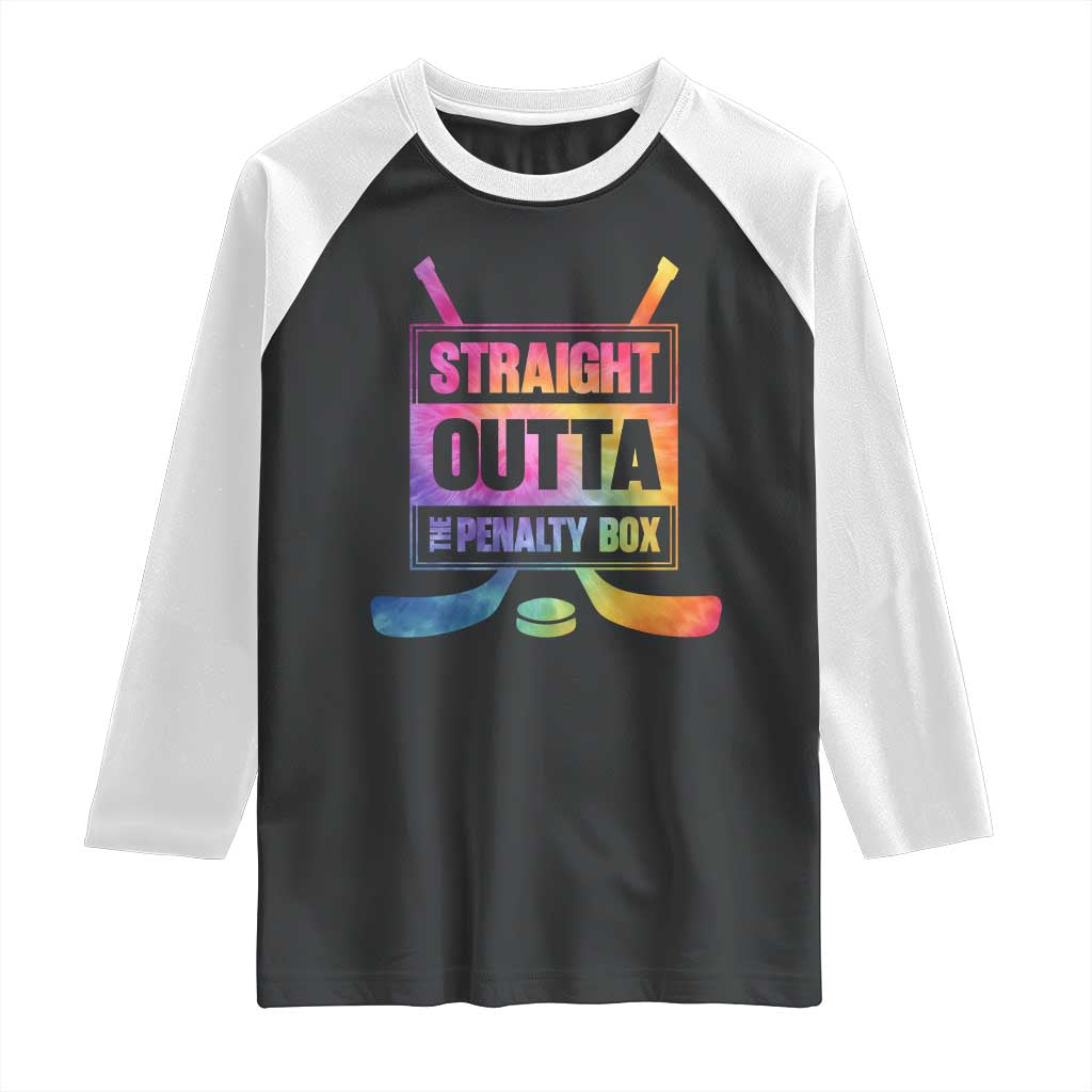 Straight Outta The Penalty Box Raglan Shirt Tie Dye Effect Hockey Player Gift - Wonder Print Shop