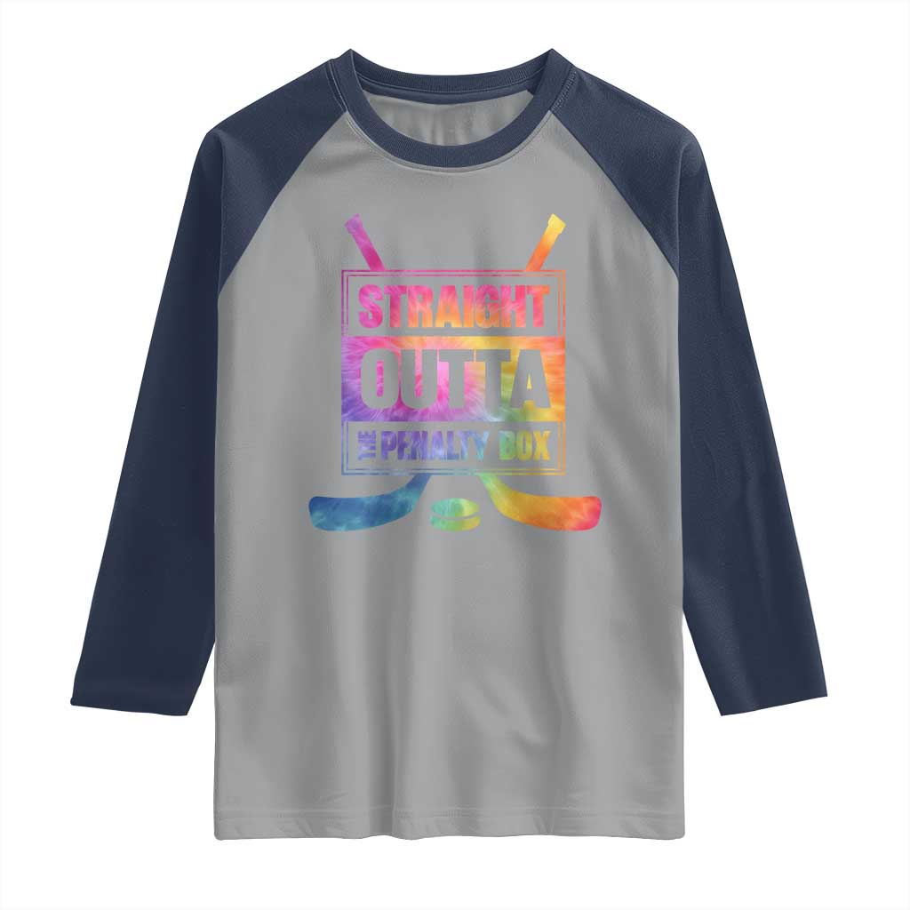 Straight Outta The Penalty Box Raglan Shirt Tie Dye Effect Hockey Player Gift - Wonder Print Shop
