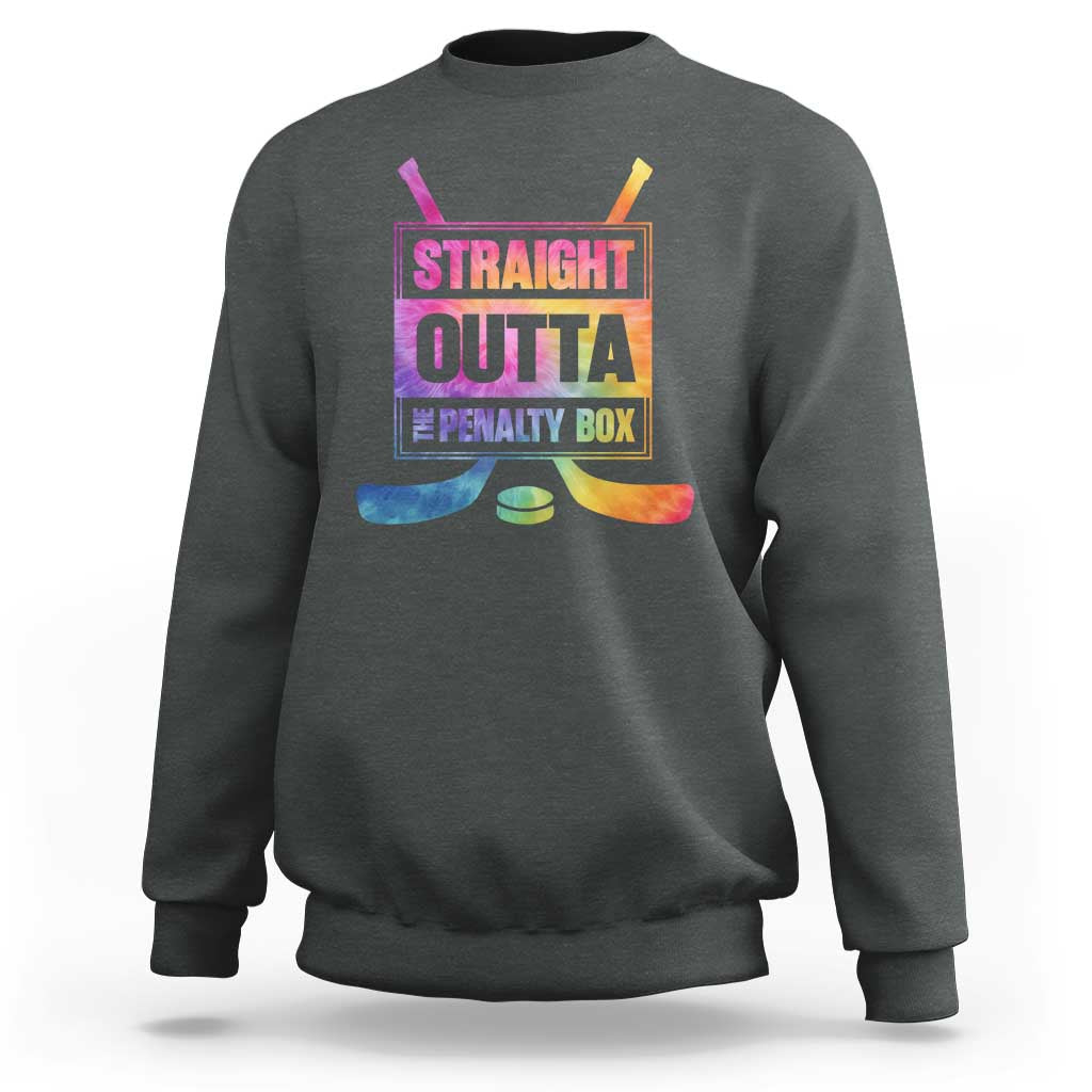 Straight Outta The Penalty Box Sweatshirt Tie Dye Effect Hockey Player Gift - Wonder Print Shop