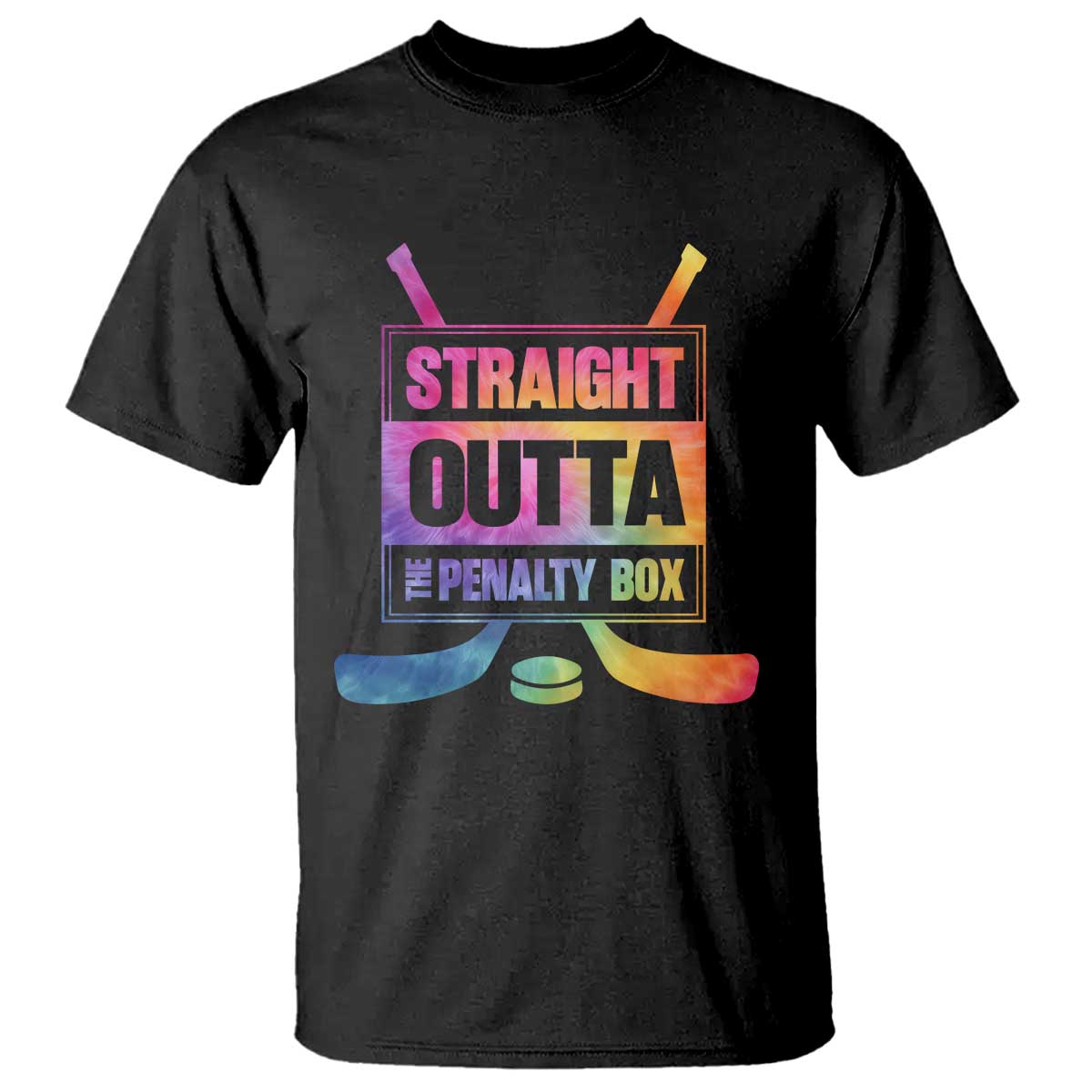 Straight Outta The Penalty Box T Shirt Tie Dye Effect Hockey Player Gift - Wonder Print Shop