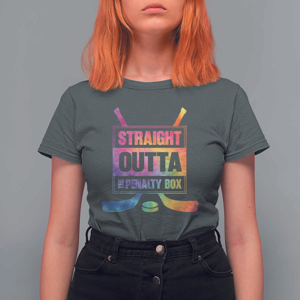 Straight Outta The Penalty Box T Shirt For Women Tie Dye Effect Hockey Player Gift - Wonder Print Shop