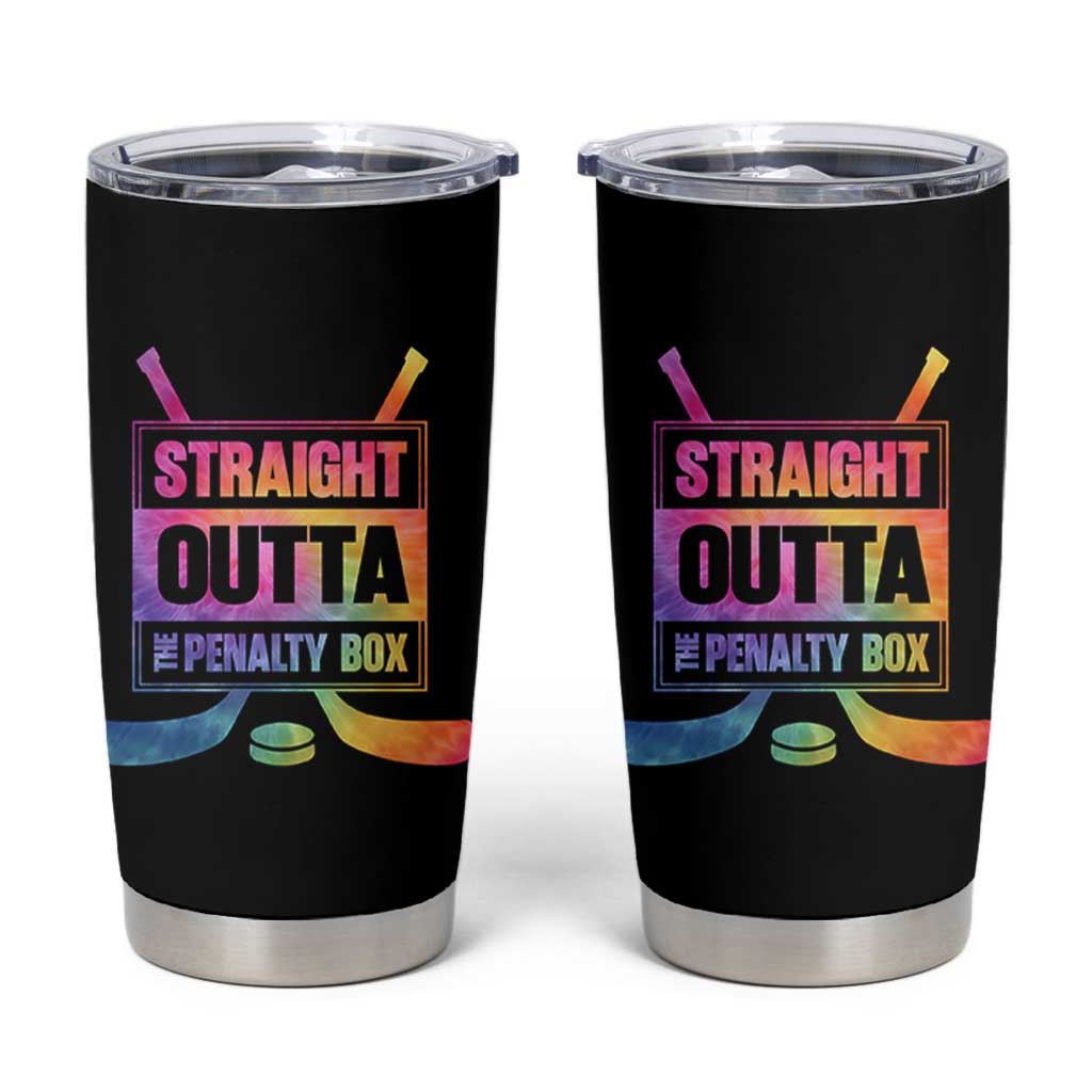 Straight Outta The Penalty Box Tumbler Cup Tie Dye Effect Hockey Player Gift - Wonder Print Shop